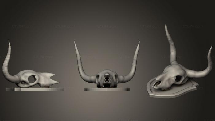 Маски и морды животных (Череп коровы на щите, MSKJ_0174) 3D модель для ЧПУ станка